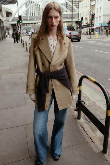 SUEDE EFFECT TRENCH COAT - camel by Zara