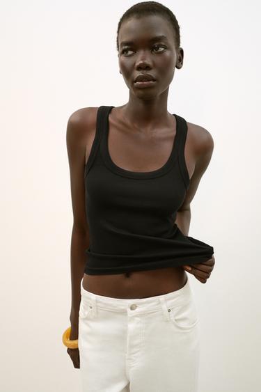 RIB SLEEVELESS TOP - Black by Zara