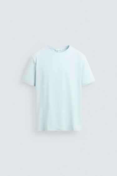 BASIC SLIM FIT T-SHIRT - Sky blue by Zara