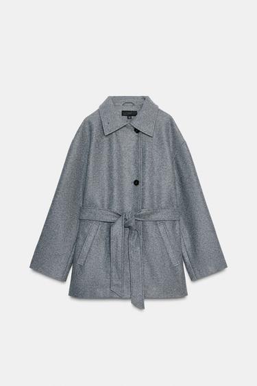 SOFT DOUBLE-POSITION COLLAR COAT - Grey by Zara