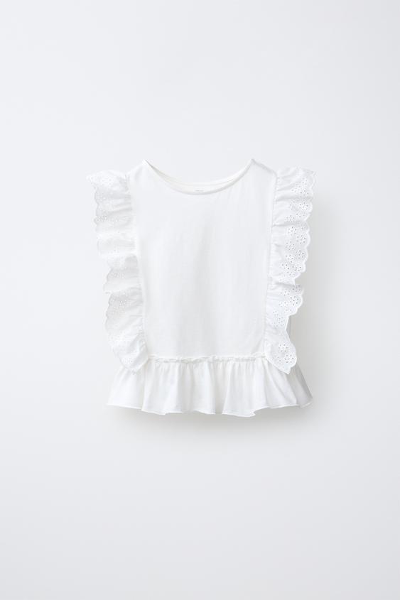 SWISS EMBROIDERY T-SHIRT - White by Zara - Image 0