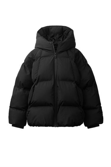 WATER-REPELLENT HOODED PUFFER JACKET - Black by Zara