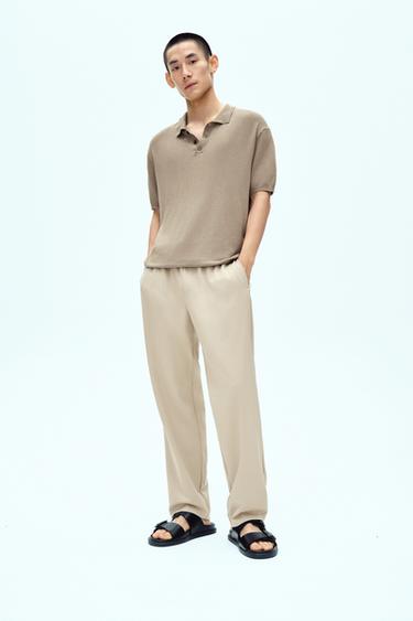 COMFORT FIT JOGGER WAIST TROUSERS - Sand by Zara