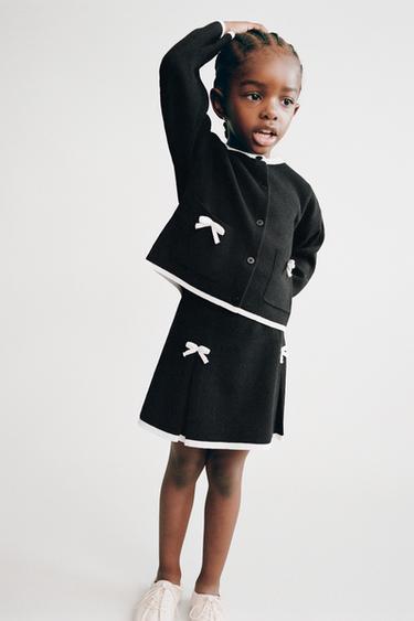 KNIT SKIRT WITH BOWS - Black by Zara