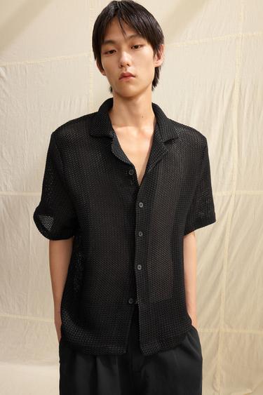 OPEN TEXTURED SHIRT - Black by Zara