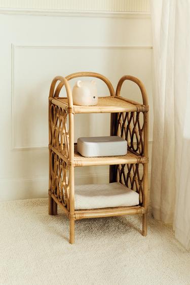 RATTAN BEDSIDE TABLE - Light beige by Zara