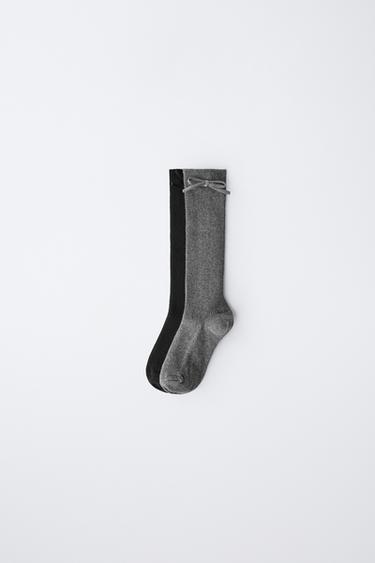 TWO-PACK OF KNEE-HIGH SOCKS WITH BOW - Black by Zara