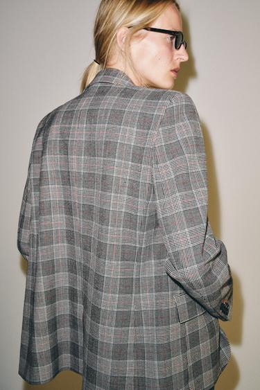 ZW COLLECTION CHECK BLAZER - Grey by Zara
