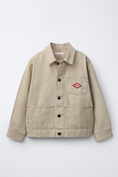 CANVAS OVERSHIRT WITH PATCH - Sand by Zara