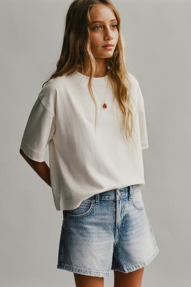 RHINESTONE DENIM BERMUDA SHORTS - Light blue by Zara