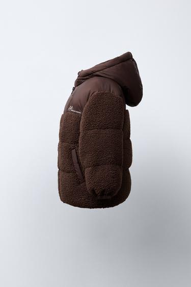 CONTRAST FAUX SHEARLING COAT - Chocolate by Zara