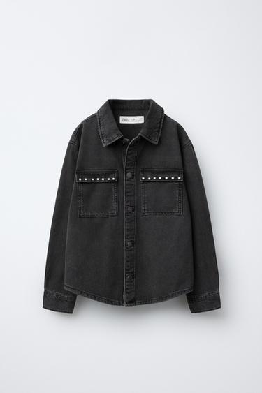 DENIM SHIRT WITH STAR STUDS - Grey by Zara - Image 0