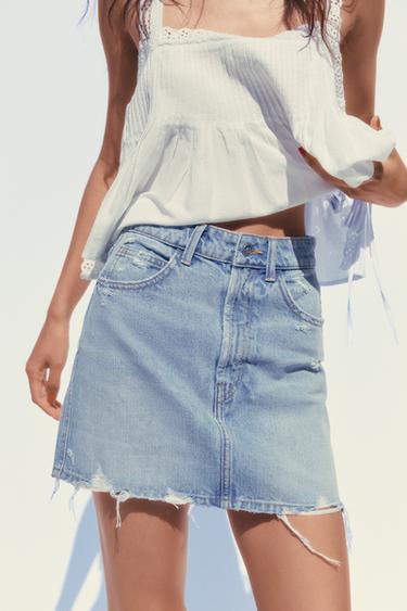 DENIM TRF MINI SKIRT - Light blue by Zara