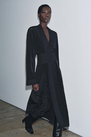 ZW COLLECTION LIMITED EDITION EMBROIDERED SASH KIMONO - Black by Zara - Image 0