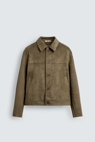FAUX SUEDE REGULAR FIT JACKET - Dark brown by Zara