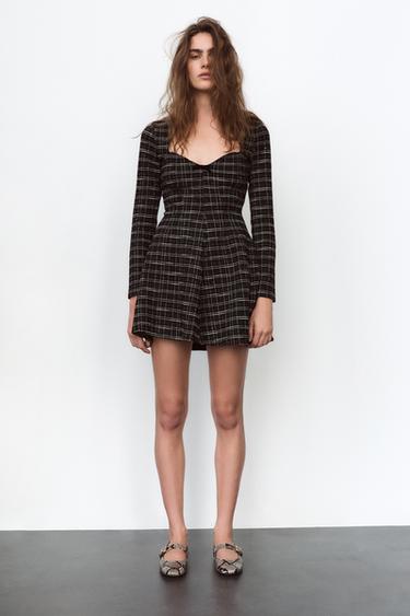 CHECKERED SKATER DRESS - Black / Ecru by Zara - Image 0