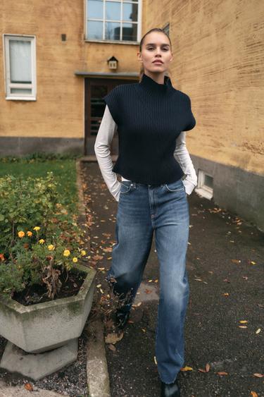 RIB KNIT VEST - Navy blue by Zara