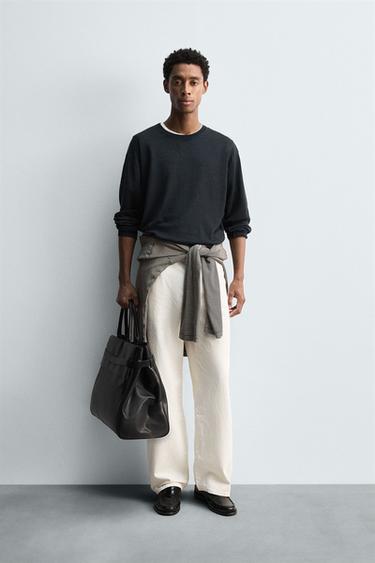 LIGHTWEIGHT 100% HEMP SWEATER - Navy blue by Zara - Image 0