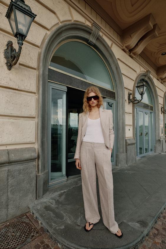 LINEN DARTED BLAZER - Sand / Marl by Zara - Image 0