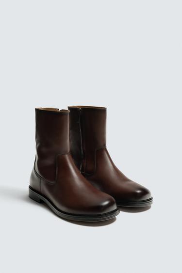 LIMITED EDITION LEATHER BOOTS - Brown by Zara