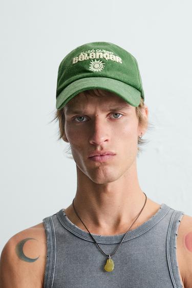 CONTRAST EMBROIDERY CAP - Green by Zara - Image 0