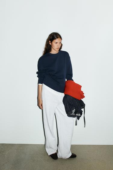 CONTRAST PLUSH SWEATSHIRT - Navy blue by Zara