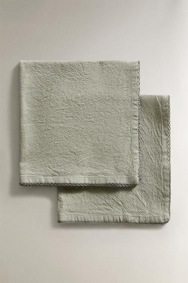 PACK OF PLAIN DYED THREAD NAPKINS (PACK OF 2) - Bluish by Zara