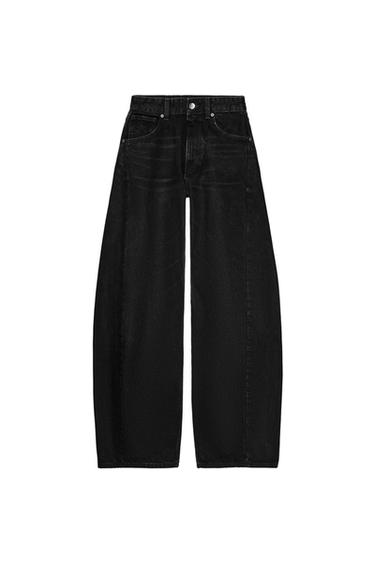 TRF OVERSIZE MID-WAIST JEANS - Black by Zara