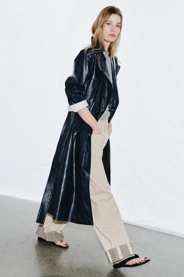 OVERSIZE LEATHER EFFECT TRENCH COAT ZW COLLECTION - navy by Zara