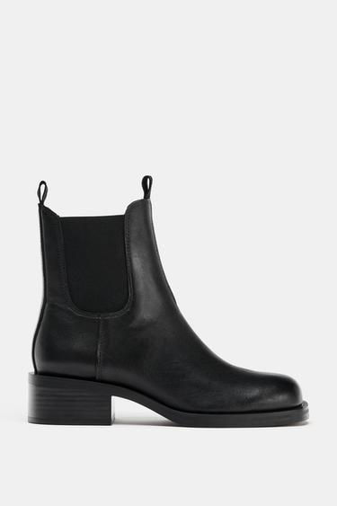 LEATHER CHELSEA ANKLE BOOTS - Black by Zara
