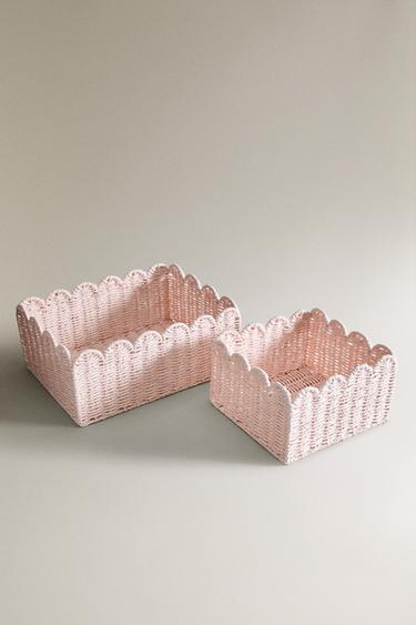 SMALL SCALLOPED BASKET - Pink by Zara