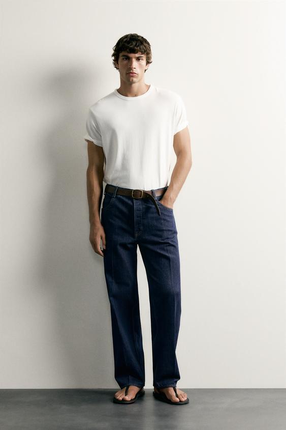 RELAXED FIT PRESSED JEANS - Indigo by Zara - Image 0