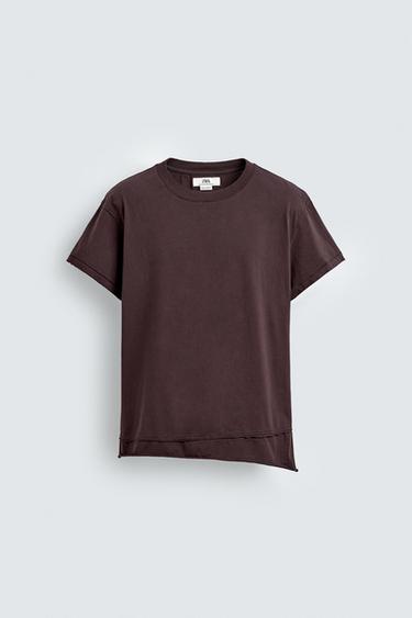 IRREGULAR FINISH T-SHIRT - Burgundy by Zara