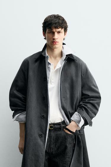 WAXED TRENCH COAT - Blue by Zara