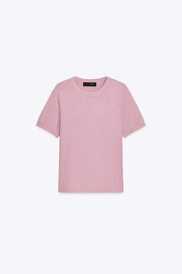SHORT SLEEVE SOFT-TOUCH KNIT JUMPER - Mauve by Zara