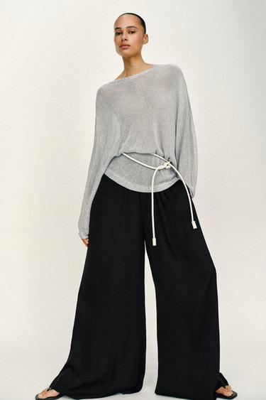 FLOWING WIDE-LEG TROUSERS - Black by Zara