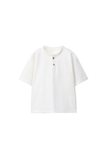 BASIC BUTTONED T-SHIRT - Ecru by Zara