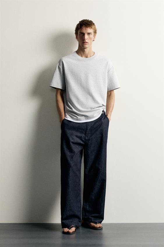 CONTRAST RELAXED FIT T-SHIRT - Grey marl by Zara - Image 0