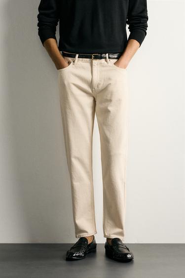 SLIM TAPERED FIT JEANS - Ecru by Zara
