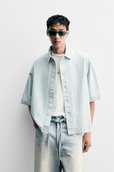 TEXTURED JACQUARD SHIRT - Light blue by Zara