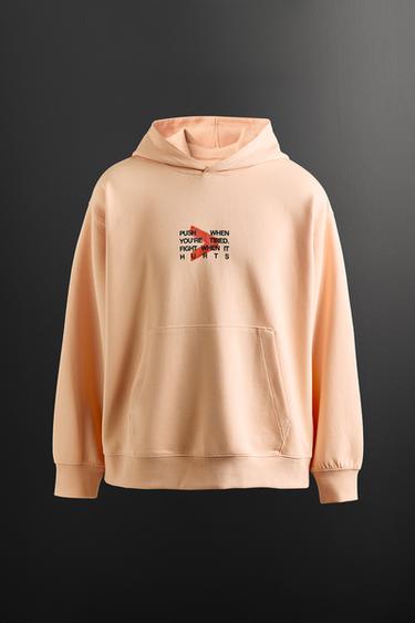 SPORTY INTERLOCK HOODIE - Light orange by Zara
