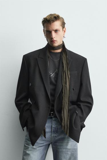 LIMITED EDITION DOUBLE-BREASTED PINSTRIPE SUIT BLAZER - Black by Zara