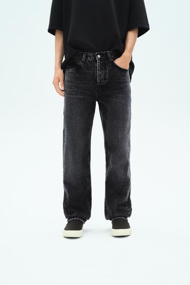 STRAIGHT FIT JEANS - Charcoal by Zara