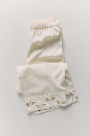 2-14 YEARS / EMBROIDERED FLOWER PYJAMAS - BROWN/WHITE by Zara