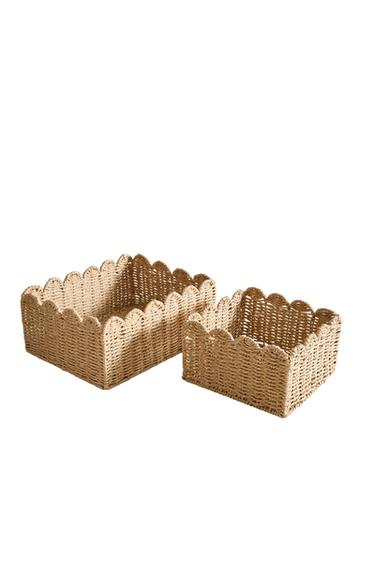 SMALL SCALLOPED BASKET - Light beige by Zara