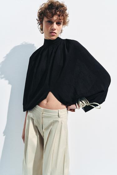 FINE KNIT CAPE TOP - Black by Zara