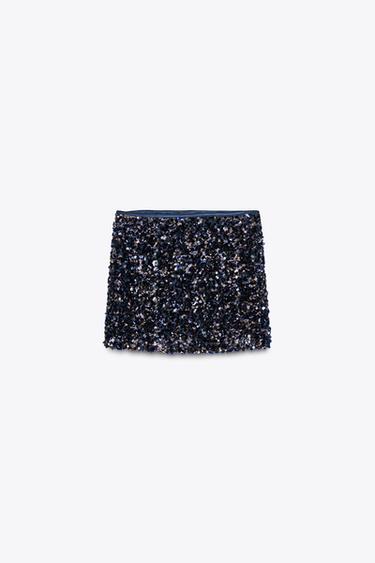 SEQUIN MINI SKIRT - Ink blue by Zara