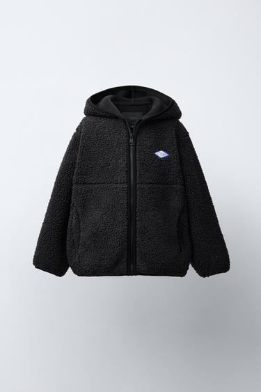 FAUX SHEARLING JACKET WITH HOOD - Dark anthracite by Zara