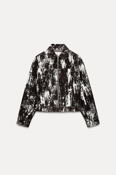 ANIMAL PRINT FLOCKED JACKET - brown/white by Zara