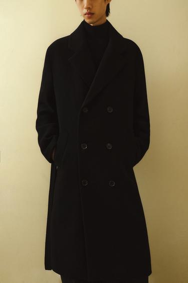 DOUBLE-BREASTED WOOL BLEND COAT WITH BELT - Black by Zara